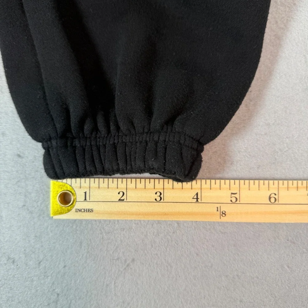 Pianer‎ KR Black Fleece Lined Jogger Sweatpants L Elastic Waist Tapered Pockets